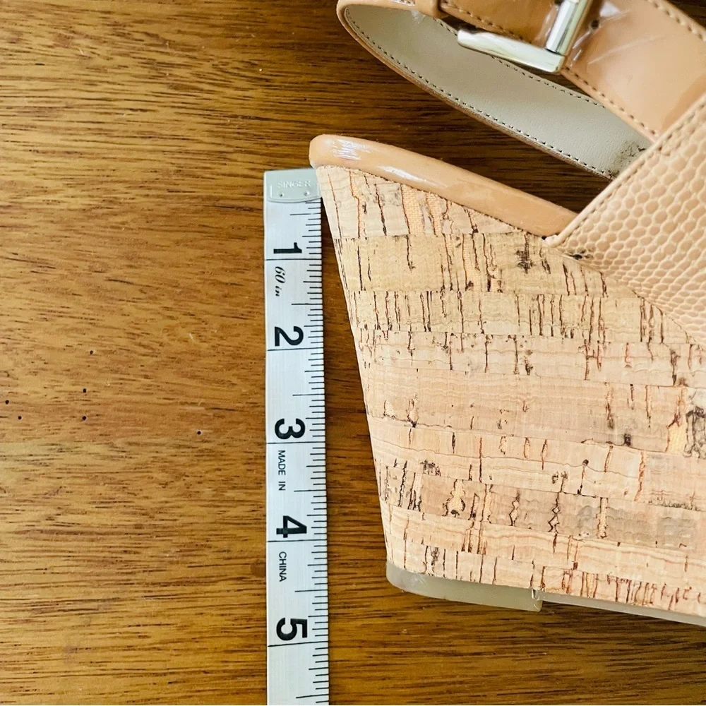 Nine West cork-wrapped platform and adjustable ankle strap